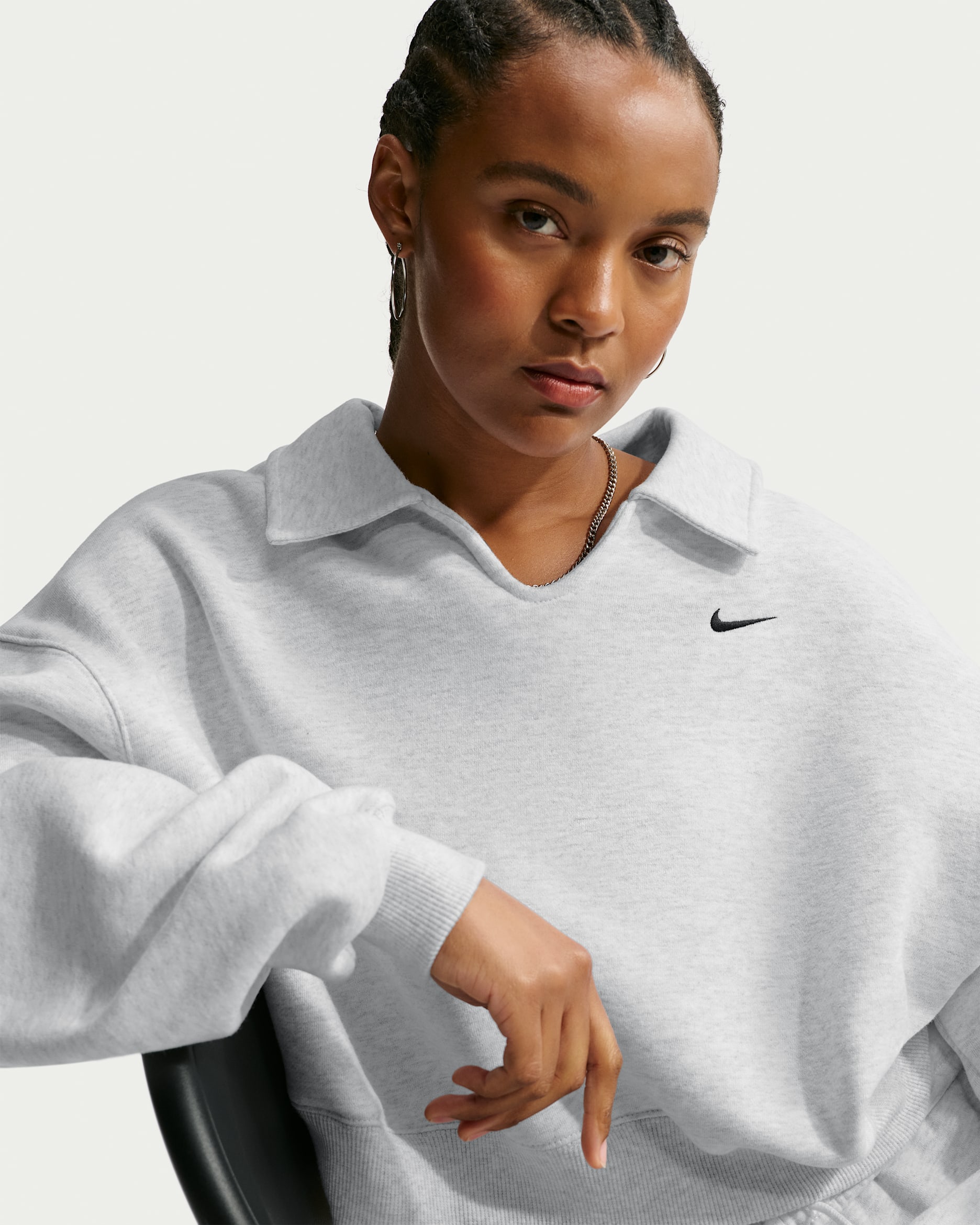 Nike ドロップショルダー スウェットセットアップ Nike Studio Fleece Medium Weight Women's Oversized Cropped Polo